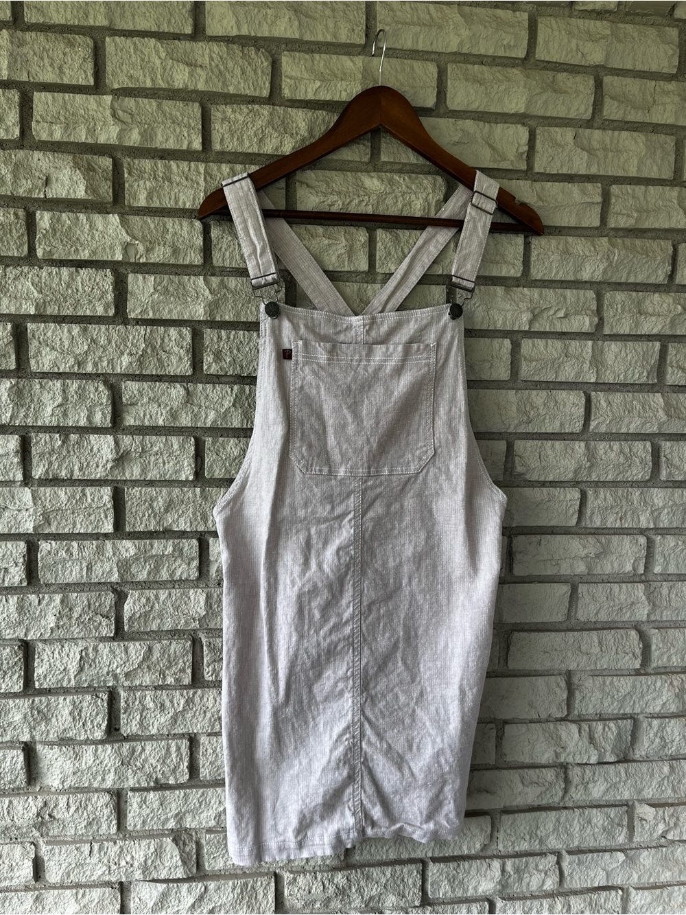 Women’s Purnell Workwear Tan/White Pinstriped Overall Dress Size Medium